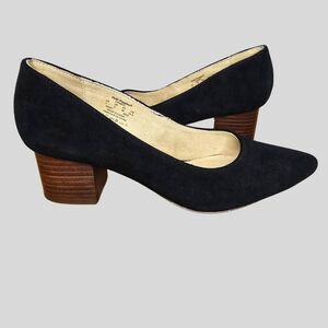 Hush Puppies Sofie Block Heel Pumps Women’s Size 7 Black Nubuck Leather Comfort